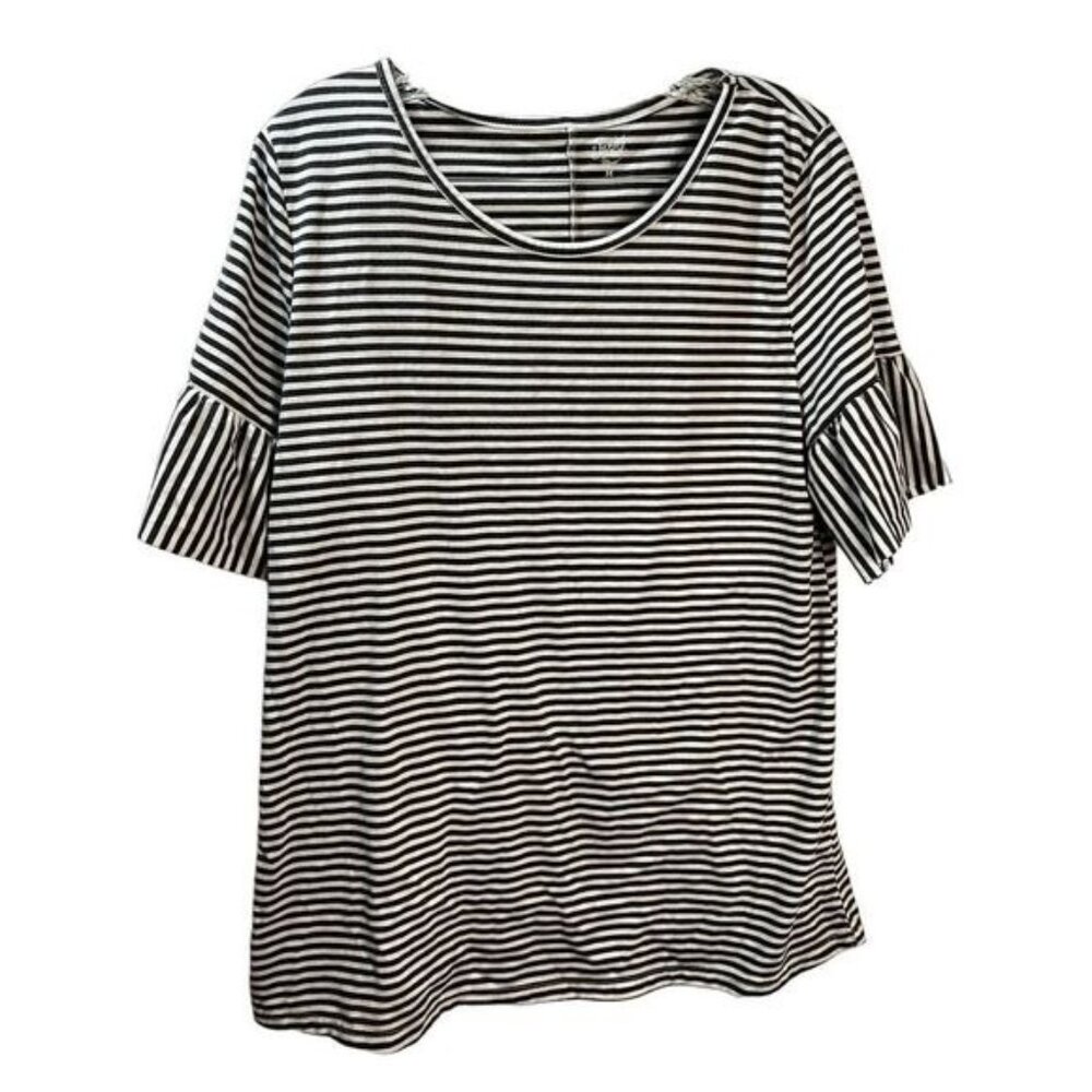 Women's Stripe Round Neck Loose Fit Flared Sleeve Blouse Tee Top‎